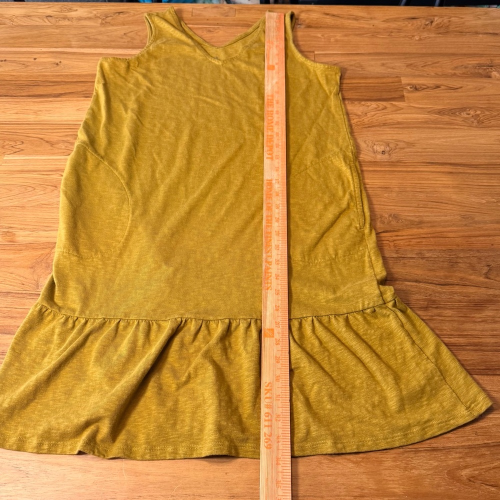 J. Jill Tank Dress Women’s XS Flounced Hem Double V-Neck Knit Dress Dark Yellow - Picture 5 of 8
